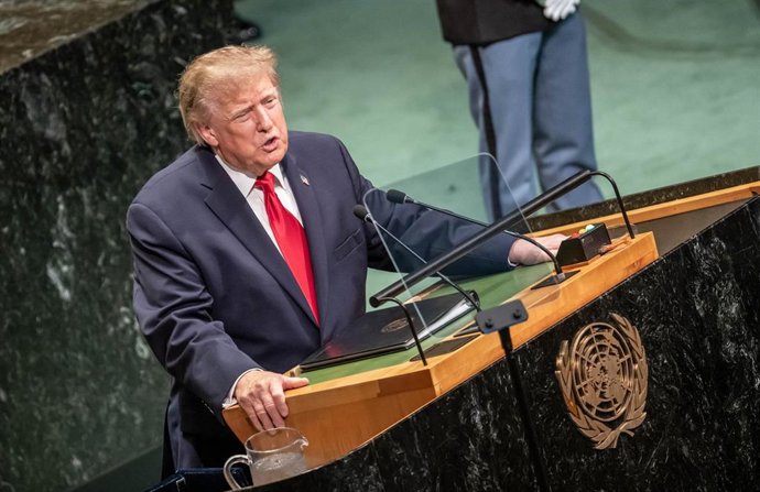 El presidente de EEUU, Donald Trump, hablando en la Asamblea General de la ONU
