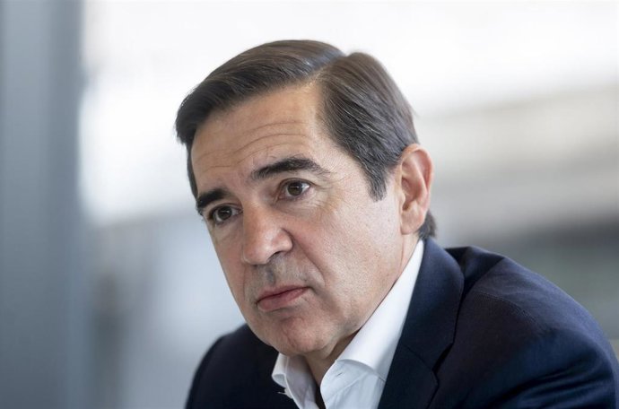 Archivo - El presidente del BBVA, Carlos Torres Vila, durante una entrevista para Europa Press, en el edificio ‘La Vela’, en la ciudad del BBVA, a 8 de octubre de 2025, en Madrid (España). 
