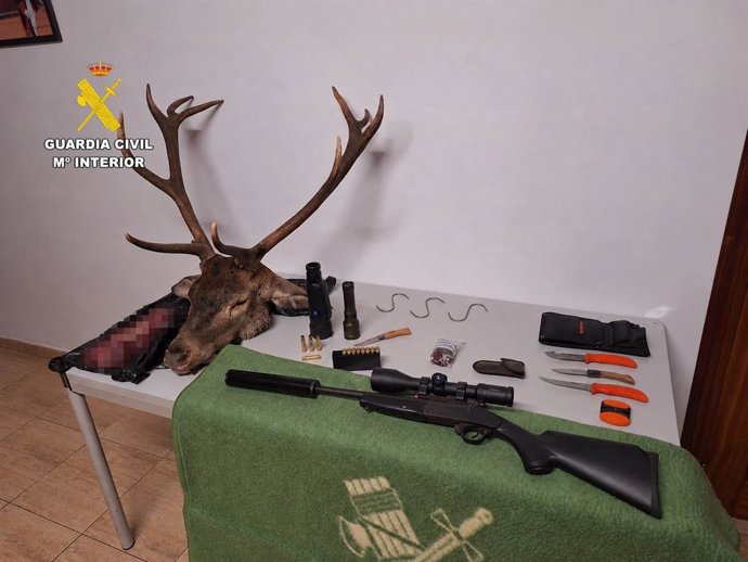 Efectos intervenidos en la actuación llevada a cabo por la Guardia Civil en Sopeña de Curueño (León).