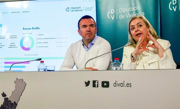 Archivo - Imagen del presidente de la Diputació de València, Vicent Mompó, y la vicepresidenta, Natàlia Enguix.