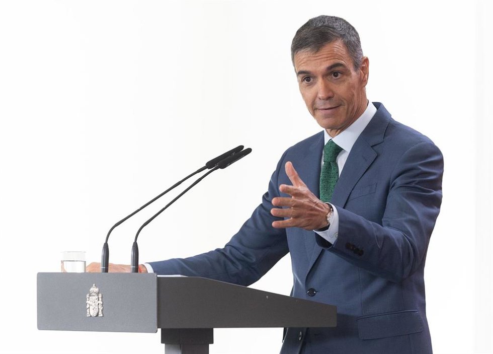 El presidente del Gobierno, Pedro Sánchez, durante la presentación del acto ‘IA360: plan para un despliegue responsable de la IA’, en La Moncloa, a 21 de septiembre de 2026, en Madrid (España).