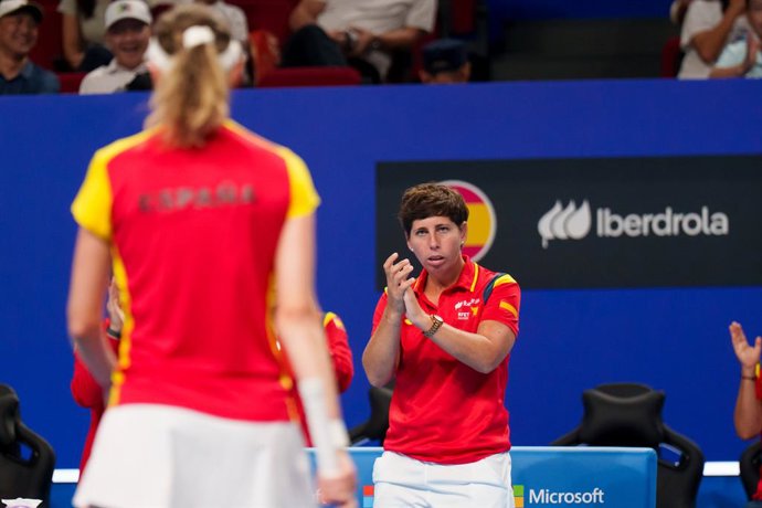 Carla Suárez, capitana del equipo español de la Billie Jean King Cup.