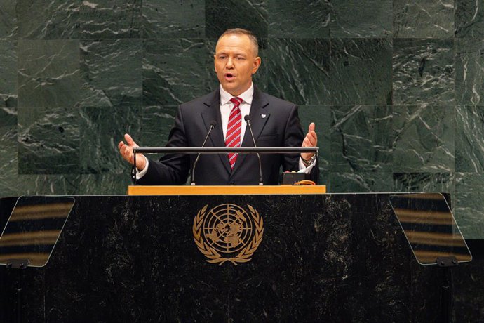 September 22, 2026, New York City, USA: Polish President Karol Nawrocki addresses world leaders during the General Debate of the 81st session of the United Nations General Assembly at the UN Headquarters in New York City