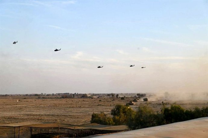 Archivo - Helicópteros del Ejército de Pakistán durante un ejercicio militar 