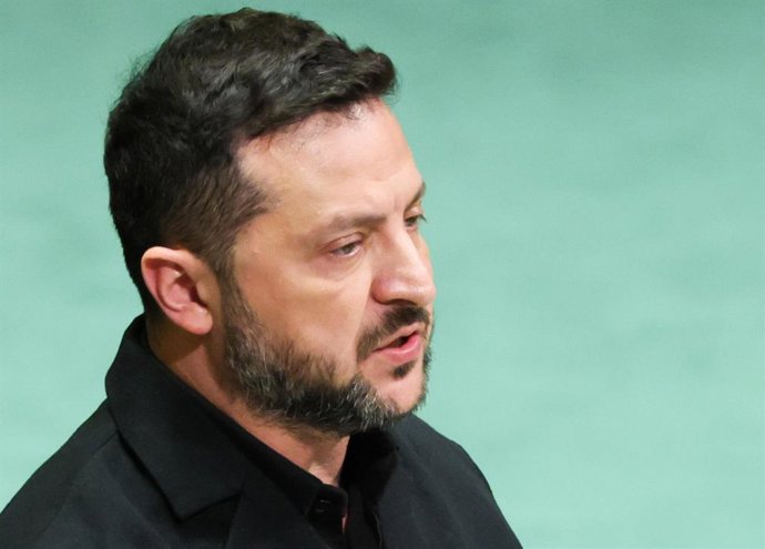 EUA, NOVA YORK, Cidade de Nova York – 23 DE SETEMBRO DE 2026: Volodymyr Zelenskyy, presidente da Ucrânia, discursa em uma reunião do Conselho de Segurança da ONU sobre a Ucrânia, à margem da Semana de Alto Nível de 2026, durante a 81ª sessão da Assembleia