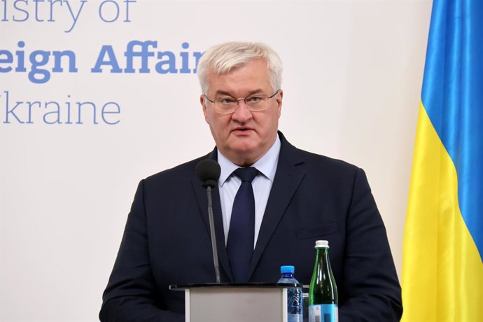 El ministre d'Exteriors d'Ucraïna, Andri Sibiga, durant una roda de premsa a Kíiv al setembre del 2026 (arxiu)