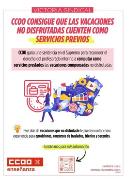 El Supremo ratifica una sentencia que reconoce a los docentes las vacaciones no disfrutadas como antigüedad