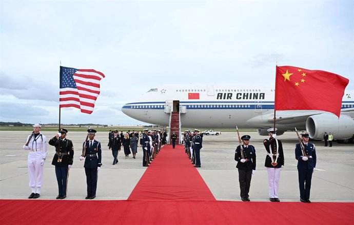 Llegada del presidente chino, Xi Jinping, a Estados Unidos. 