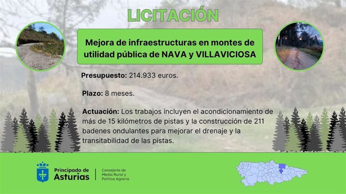 Infografía actuaciones en montes de utilidad pública de Nava y Villaviciosa