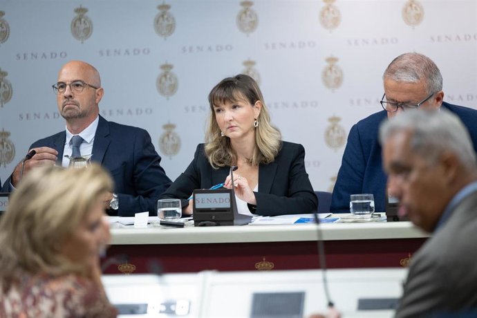 La directora general de Ouigo España, Amandine Thomas-Commin, comparece ante la comisión de investigación sobre los accidentes ferroviarios, en el Senado, a 24 de septiembre de 2026, en Madrid