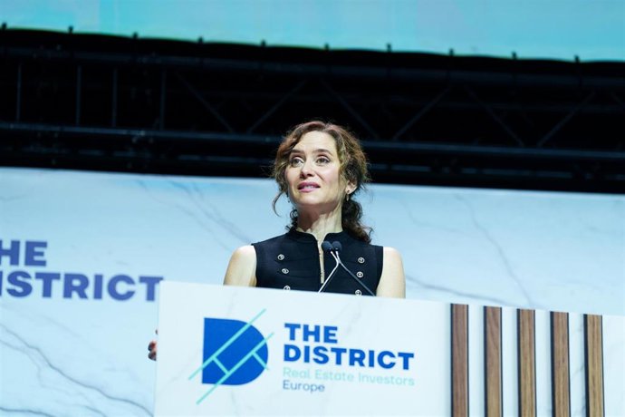 La presidenta de la Comunidad de Madrid, Isabel Díaz Ayuso, durante la inauguración de The District 2026, a 22 de septiembre de 2026, en Madrid (España). 