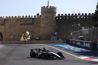 63 RUSSELL George (gbr), Mercedes AMG F1 Team W17, 2026 Formula 1 Azerbaijan Grand Prix, 15th round of the 2026 Formula One World Championship from September 24 to 26, 2026 on the Baku City Circuit, in Baku, Azerbaijan - Photo Xavier Bonilla / DPPI