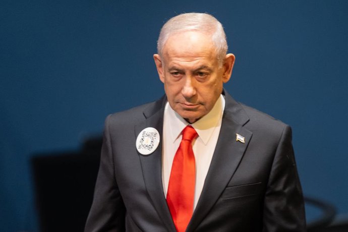 Archivo - Arquivo - 26 de setembro de 2025, Nova York, Nova York, Estados Unidos: Benjamin Netanyahu, primeiro-ministro de Israel, discursa durante o Debate Geral da 80ª sessão da Assembleia Geral das Nações Unidas na sede das Nações Unidas em Nova York, 