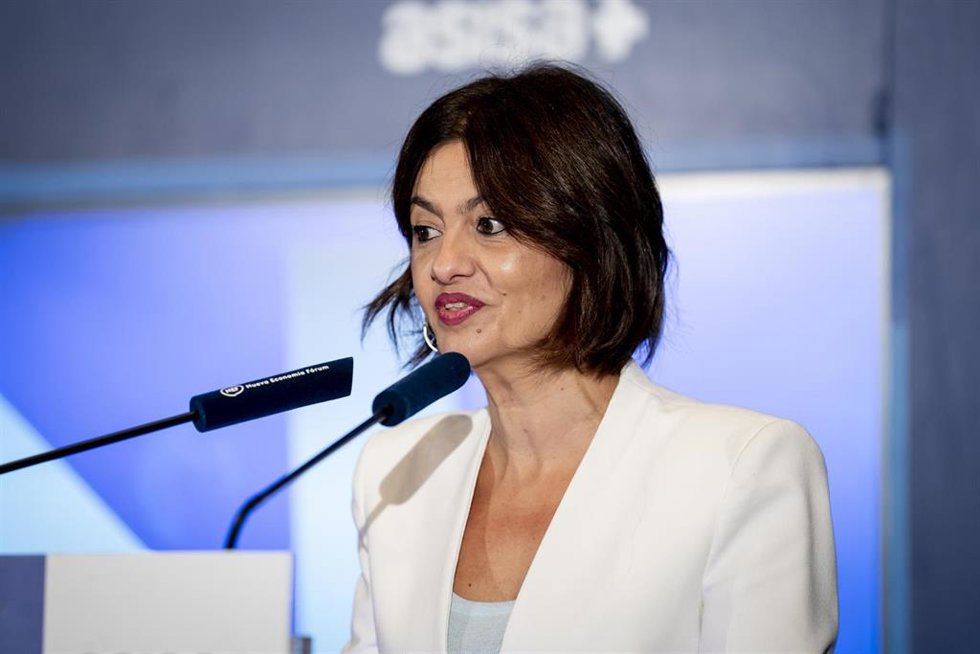 La ministra de Juventud e Infancia, Sira Rego, durante un desayuno informativo de Nueva Economía Forum, en el Hotel Mandarín Oriental Ritz de Madrid, a 24 de septiembre de 2026, en Madrid (España).