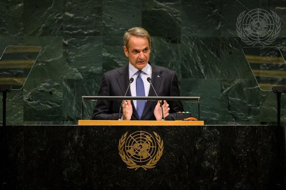 El primer ministro griego, Kyriakos Mitsotakis, en la Asamblea General de Naciones Unidas celebrada en Nueva York