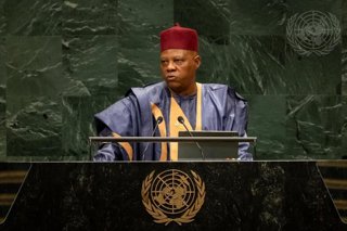 El vicepresidente de Nigeria, Kashim Shettima, en la Asamblea General de Naciones Unidas celebrada en Nueva York