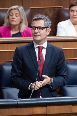 El ministro de la Presidencia, Félix Bolaños, durante una sesión de control al Gobierno, en el Congreso de los Diputados, a 23 de septiembre de 2026, en Madrid (España).