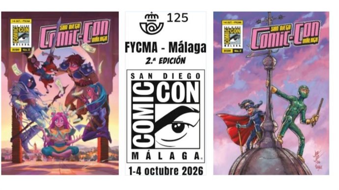 Postales y sello exclusivo Correos San Diego Comic-Con Málaga.