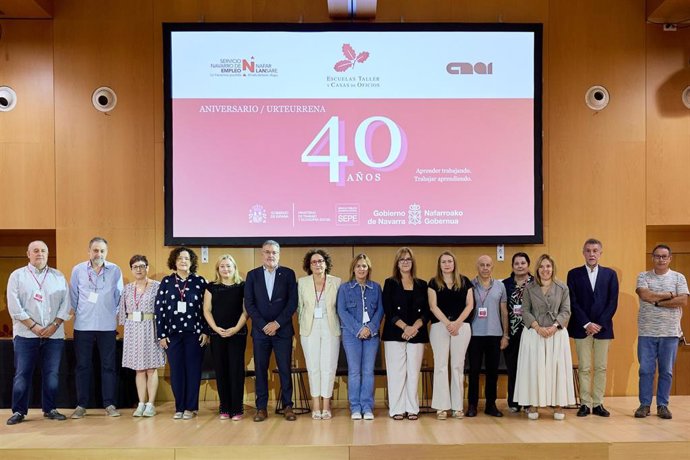 La consejera de Derechos Sociales, Economía Social y Empleo, Carmen Maeztu, en el acto del 40 aniversario de las Escuelas Taller de Navarra.