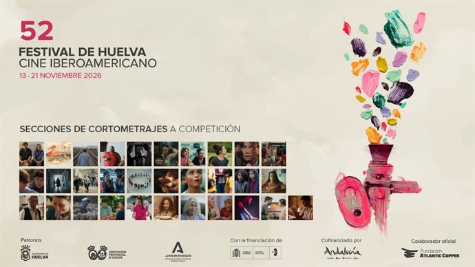 Cartel con los cortometrajes a proyectar en el Festival de Huelva.