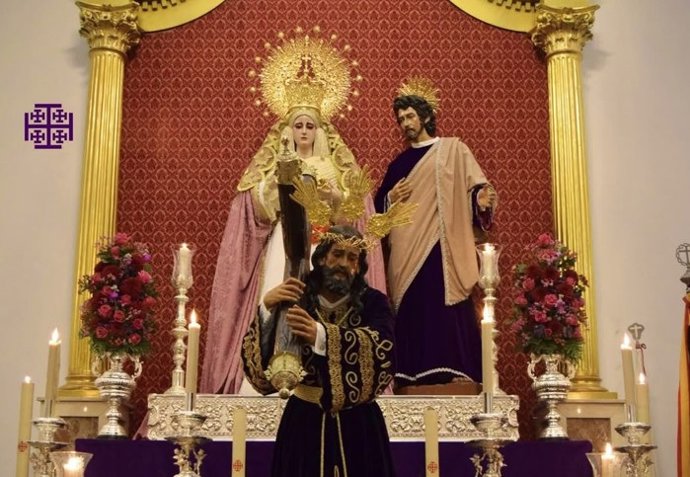 Nuestro Padre Jesús Nazareno, María Santísima de los Dolores y San Juan Evangelista en el acto de proclamación de Jesús Nazareno como Regidor Perpetuo de Barbate.