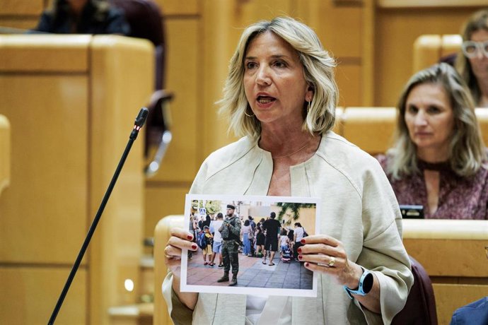 La portavoz del PP en el Senado, Alicia García, interviene durante una sesión de control al Gobierno, en el Senado, a 15 de septiembre de 2026. (Foto de archivo).