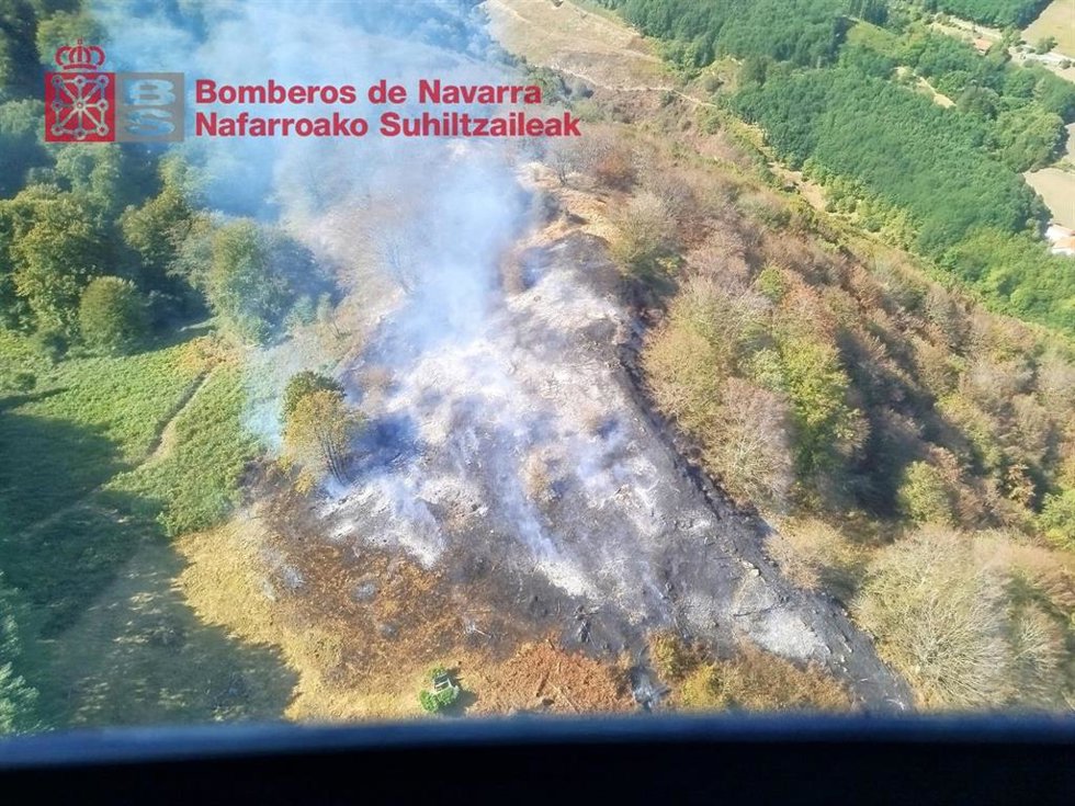 Imagen del incendio en Ezkurra.
