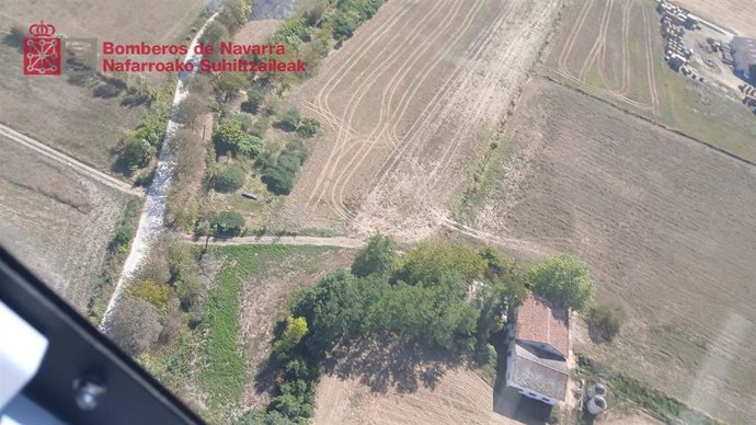 Imagen aérea de la intervención en el incendio de Iturmendi.