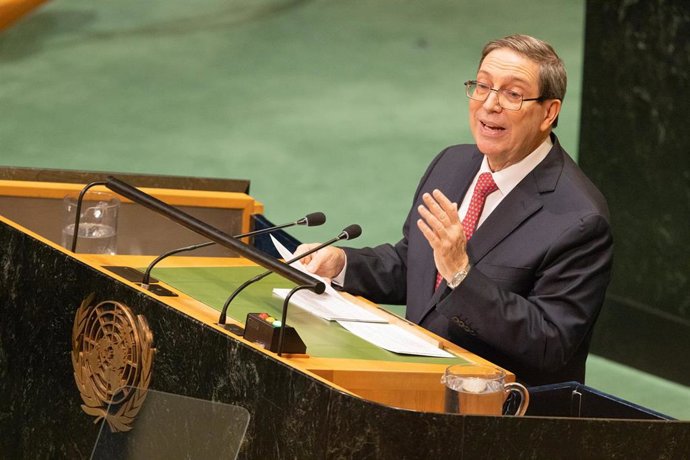 El ministro de Relaciones Exteriores de Cuba, Bruno Rodríguez, en la Asamblea General de la ONU