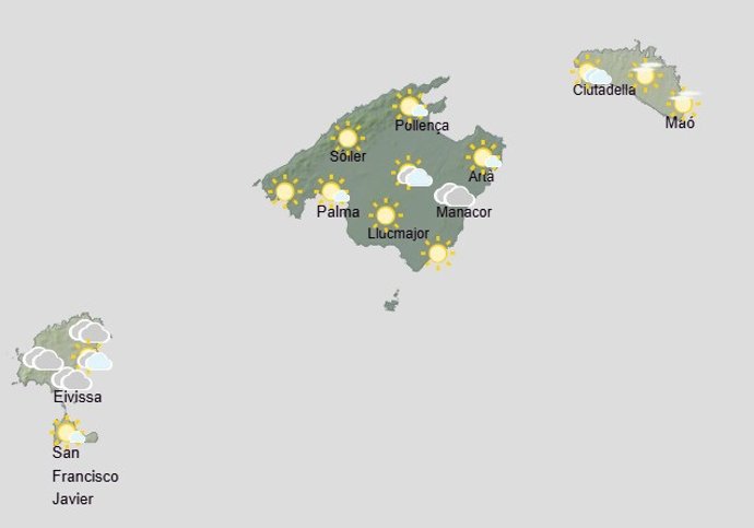 Mapa de la previsión del tiempo para este domingo 27 de septiembre.