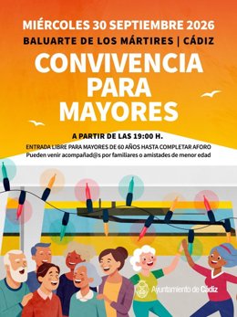 Cartel de la convivencia para mayores en el Baluarte de los Mártires.