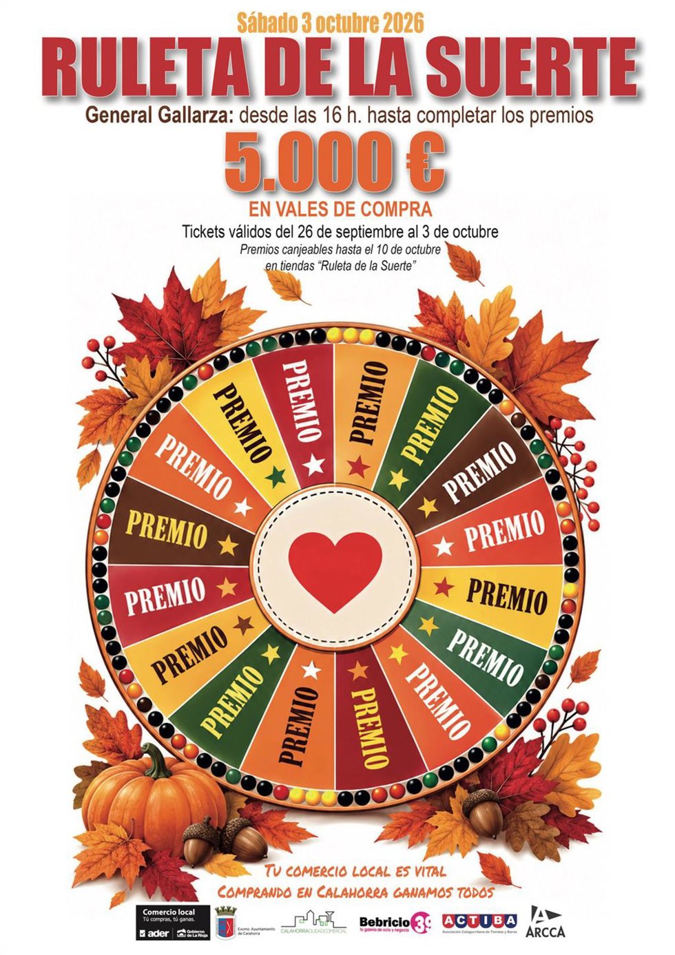 Ruleta de la Suerte el 3 de octubre por el Día del Comercio en la Calle en Calahorra