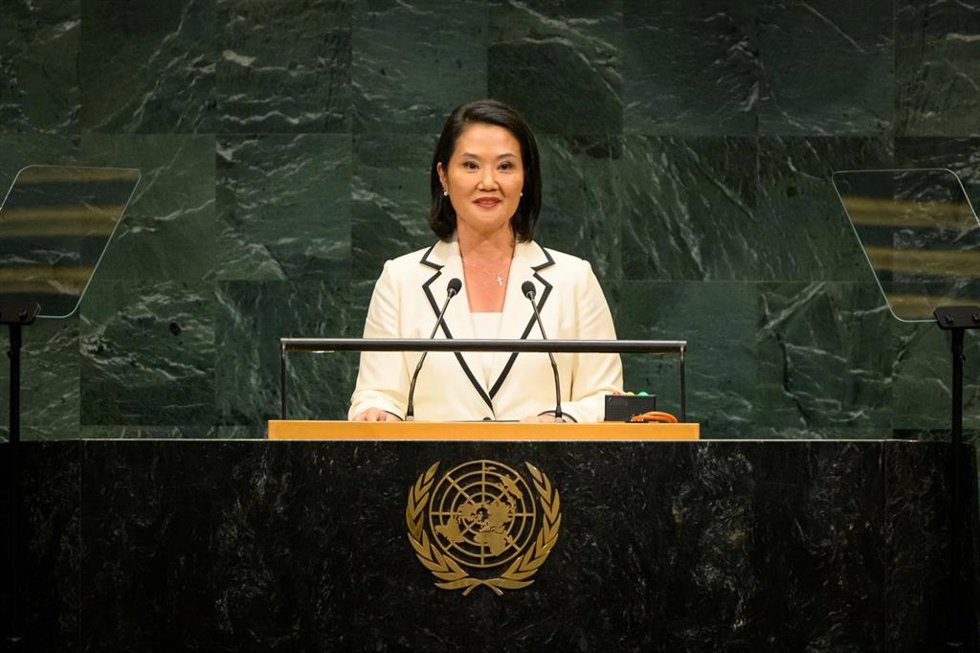 La presidenta peruana, Keiko Fujimori, en su reciente comparecencia ante la Asamblea General de la ONU
