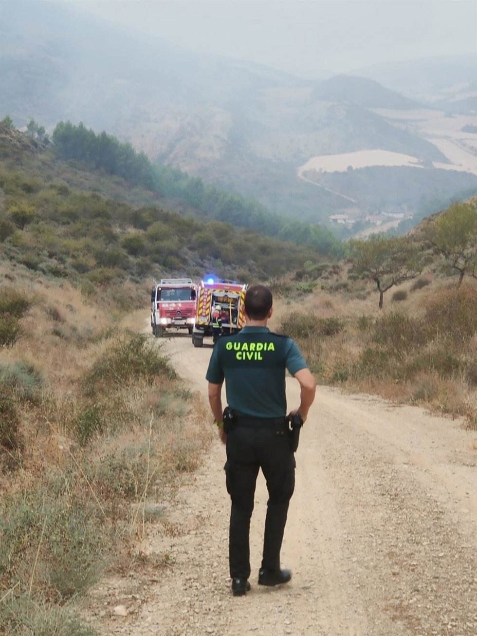 Un agente de la Guardia Civil en la zona del incendio.