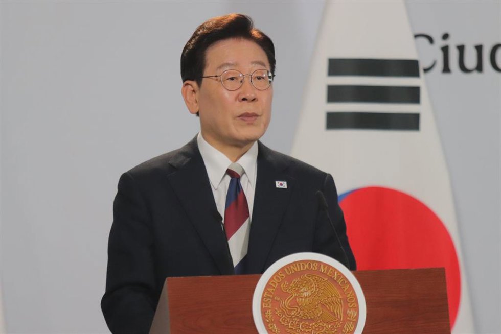 El presidente de Corea del Sur, Lee Jae Myung, durante una rueda de prensa en México, en el marco de una visita llevada a cabo en septiembre de 2026