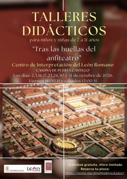 El Ayuntamiento de León llevará a cabo desde el próximo día 2 de octubre en el Centro de Interpretación del León Romano un nuevo taller didáctico infantil titulado 'Tras las huellas del anfiteatro'.