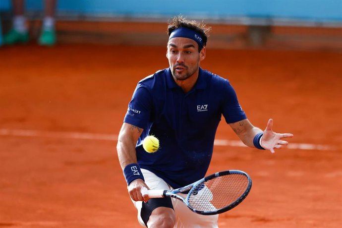 Archivo - El italiano Fabio Fognini, en el Mutua Madrid Open 2025.