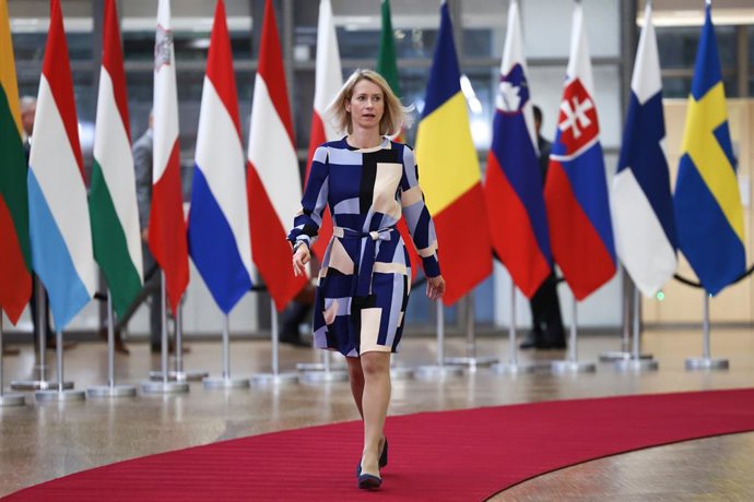 La Alta Representante de Política Exterior de la UE, Kaja Kallas, a su llegada a una reunión de ministros de Defensa de la UE en Bruselas.