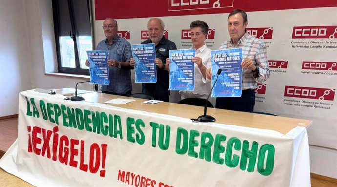 Las organizaciones que componen el colectivo de Mayores Frente a la Crisis en la presentación de los actos que celebrarán con motivo del 1 de octubre, Día Internacional de las Personas Mayores