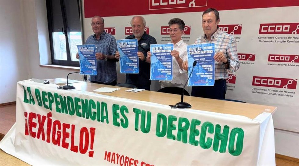 Las organizaciones que componen el colectivo de Mayores Frente a la Crisis en la presentación de los actos que celebrarán con motivo del 1 de octubre, Día Internacional de las Personas Mayores