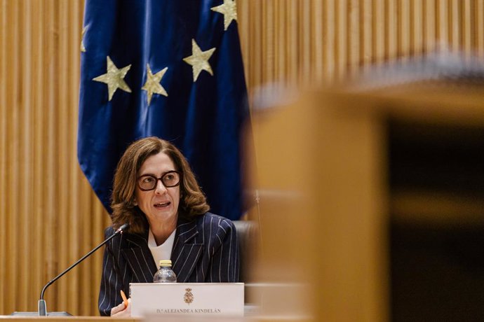 Archivo - La presidenta de la Asociación Española de Banca (AEB), Alejandra Kindelán, participa en una jornada parlamentaria organizada por el Grupo Sumar sobre el sector bancario, en el Congreso de los Diputados, a 5 de junio de 2025, en Madrid (España).