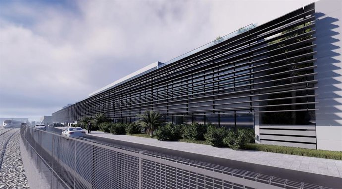 Infografía del nuevo edificio de usos ferroviarios de la estación de Santander
