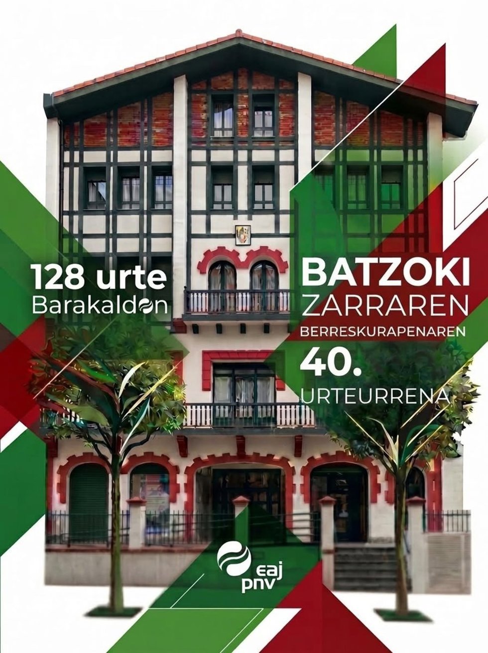 Cartel del 40º aniversario del Batzoki Zaharra, en Barakaldo (Bizkaia)