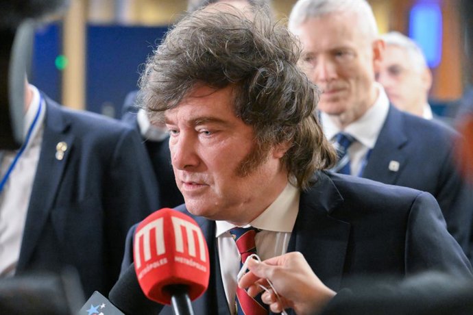 September 23, 2026, New York, New York, USA: President Javier Gerardo MILEI of the Argentine Republic meets with reporters after speaking during day 2 of the opening of the 81st Session of the United Nations General Assembly at United Nations Headquarters