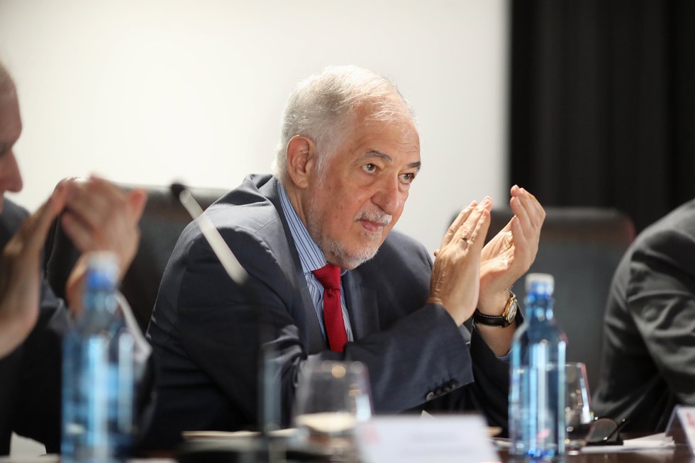 El presidente del Tribunal Constitucional, Cándido Conde-Pumpido, durante la celebración de la ponencia inaugural de las Jornadas Jurídicas de Sarria, a 3 de junio de 2026, en Sarria, Lugo, Galicia (España).