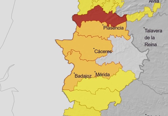 Avisos en Extremadura por lluvias y tormentas