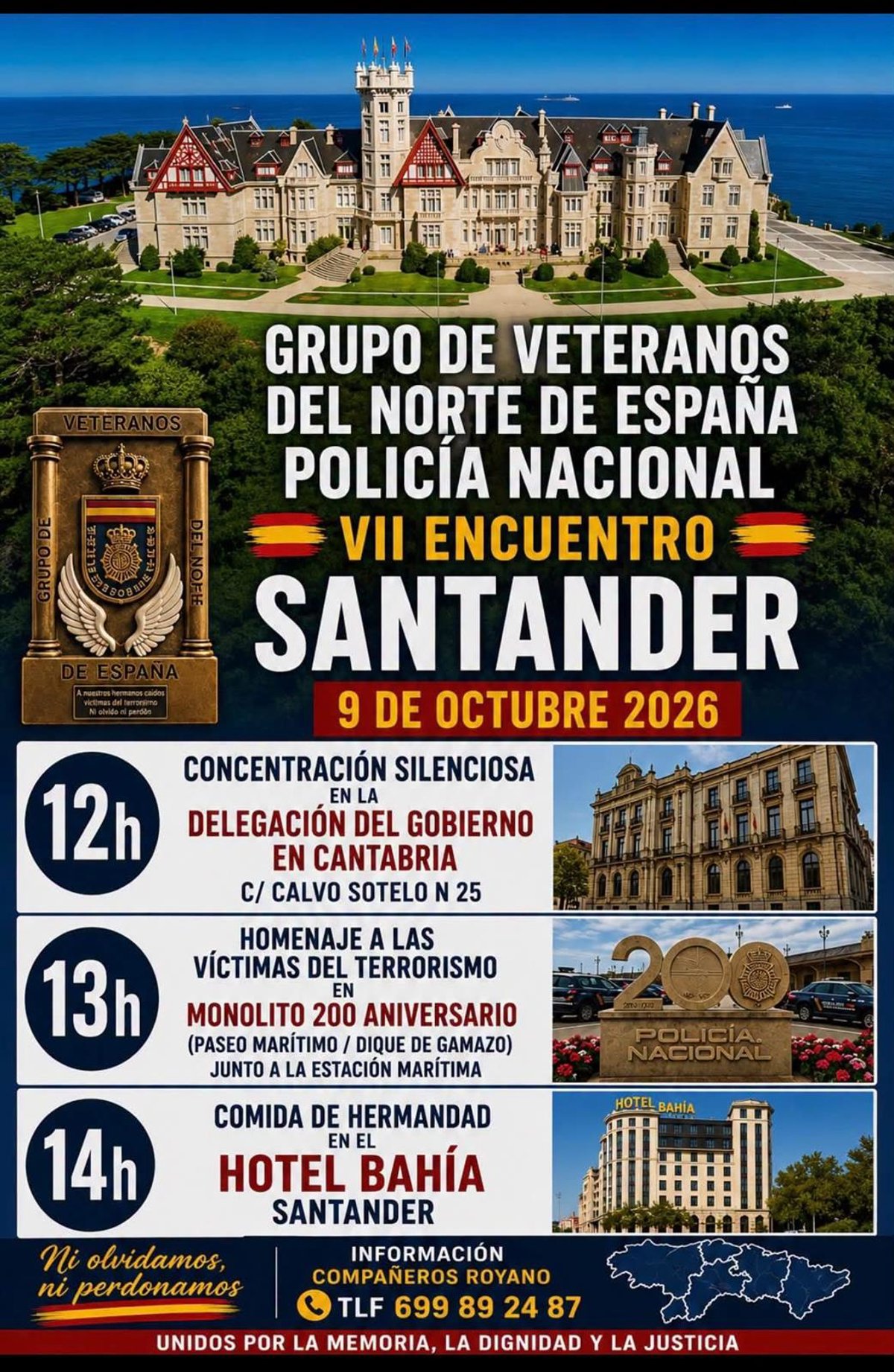 Veteranos de la Policía Nacional celebrarán en Santander su VII Homenaje a las Víctimas del Terrorismo