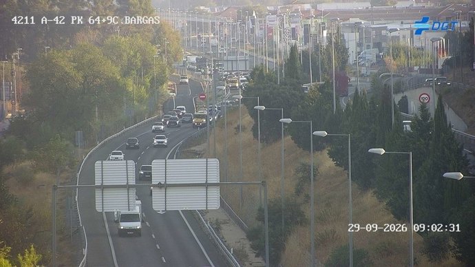 Kilómetro 64 de la A-42 visto a través de una cámara de tráfico de la DGT.