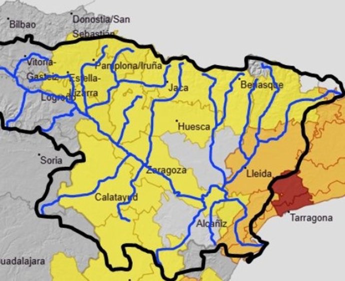 La CHE advierte de posibles crecidas súbitas en cauces menores y barrancos por la previsión de precipitaciones intensas