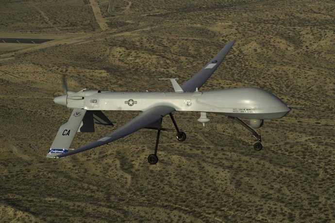 Archivo - Dron MQ-1 Predator del Ejército de Estados Unidos, en una fotografía de archivo